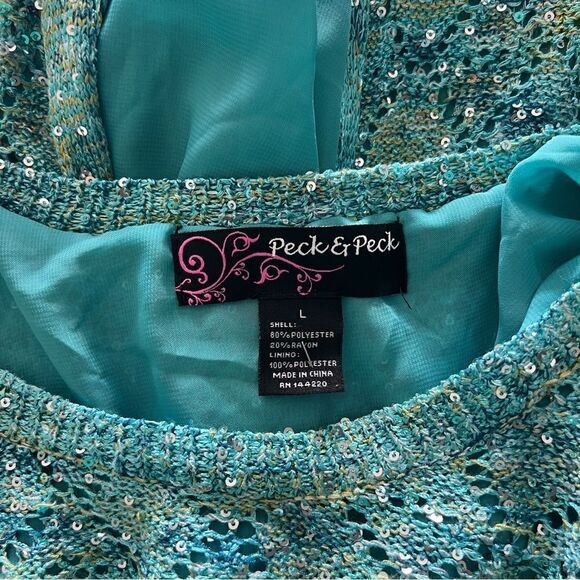 PECK & PECK Knit Sweater Round Neckline Long Sleeves Sequins detail Size L - Picture 5 of 5